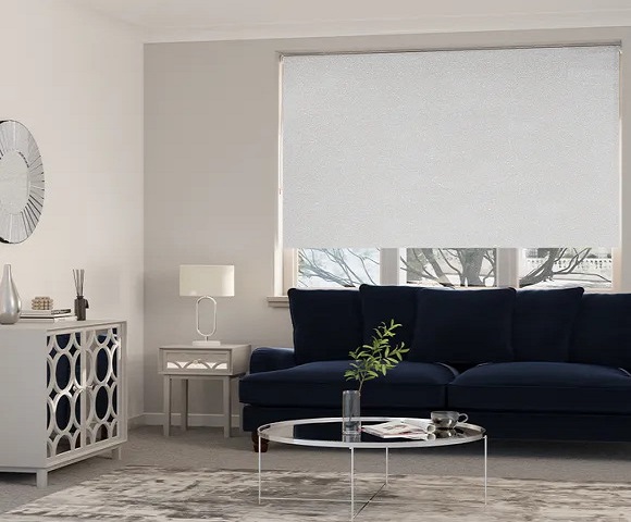 Màn cuốn Metallic ánh kim màu trắng