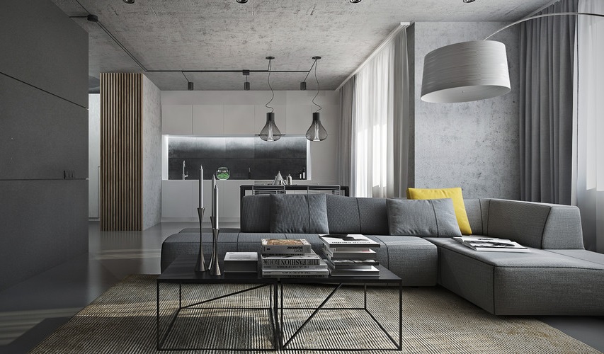 Nội thất màu xám đậm dễ dàng phối hợp với các tông màu khác nhau
